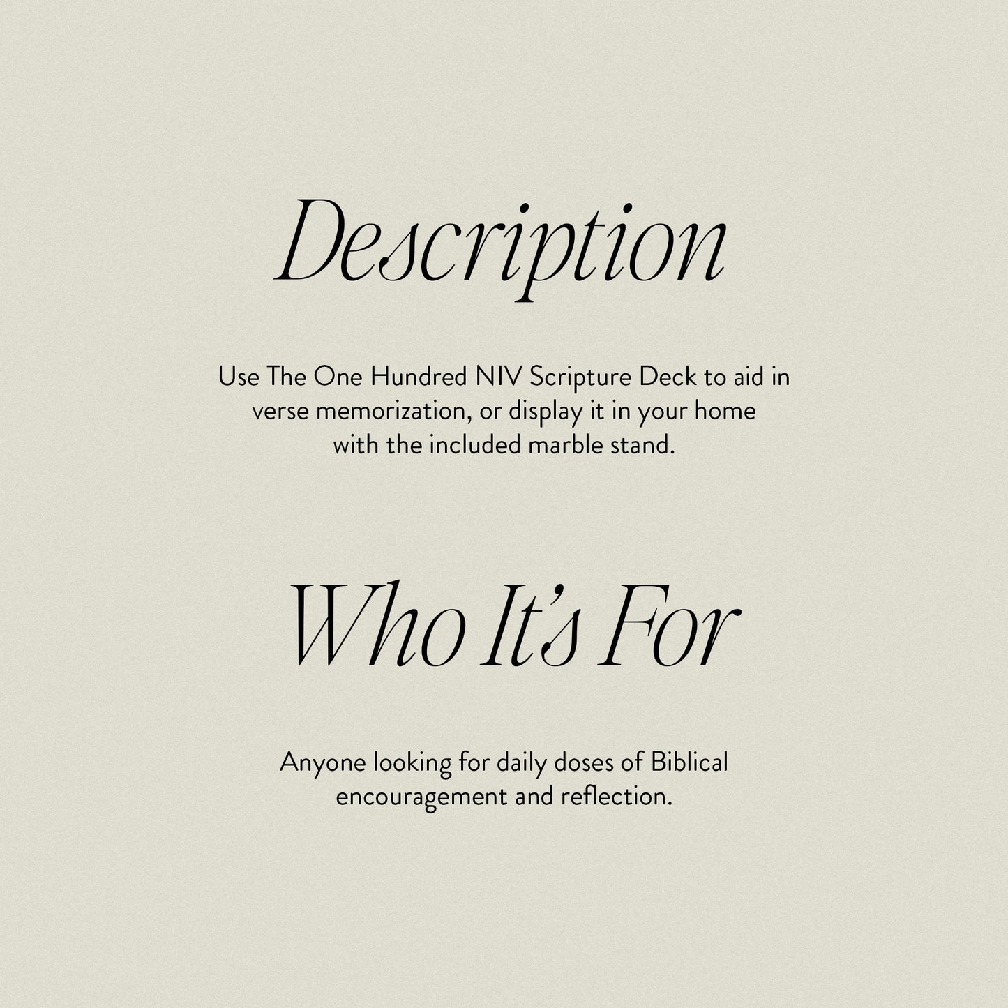 The One Hundred - NIV Scripture Deck with Stand