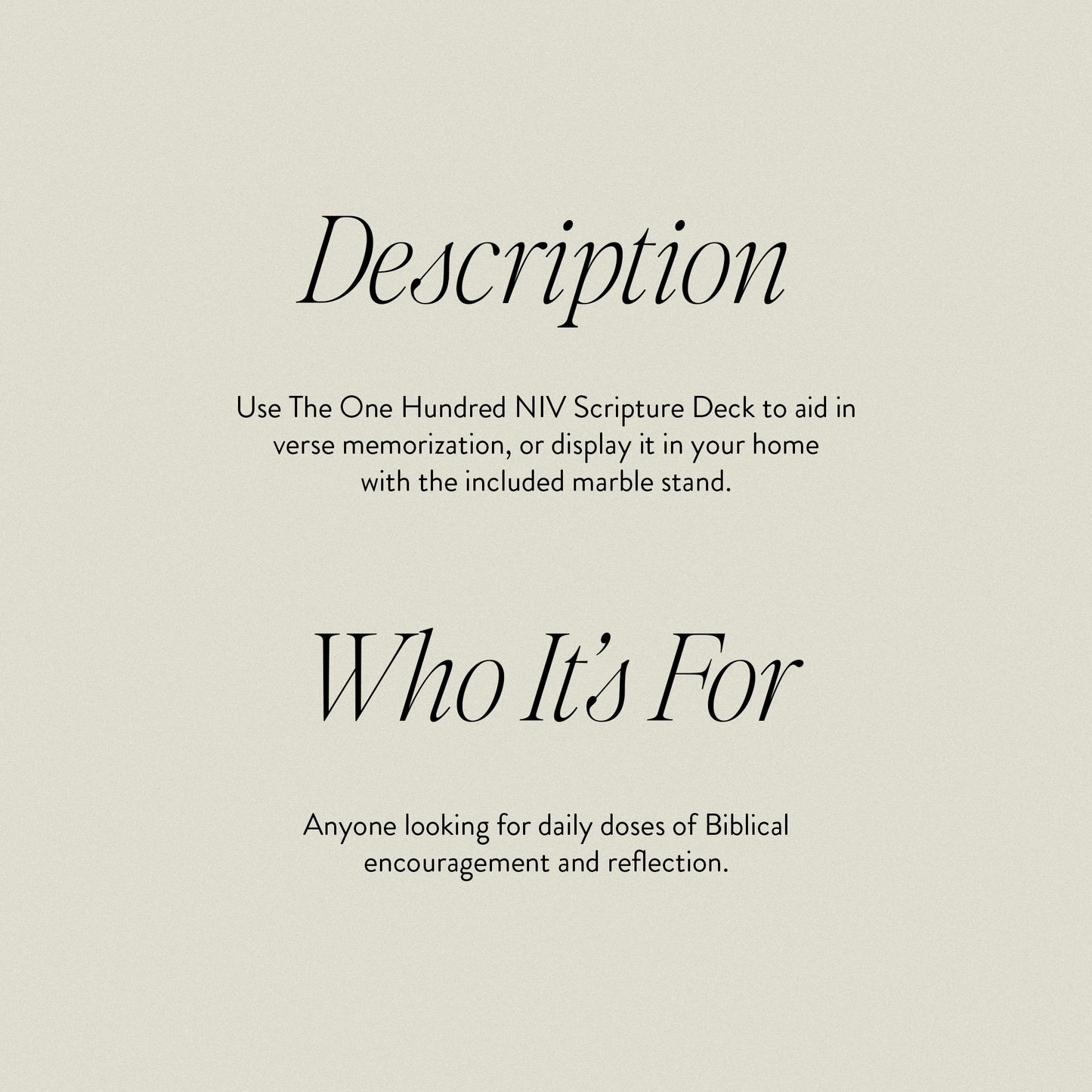 VOL. 1 The 100 - NIV Scripture Deck with Stand